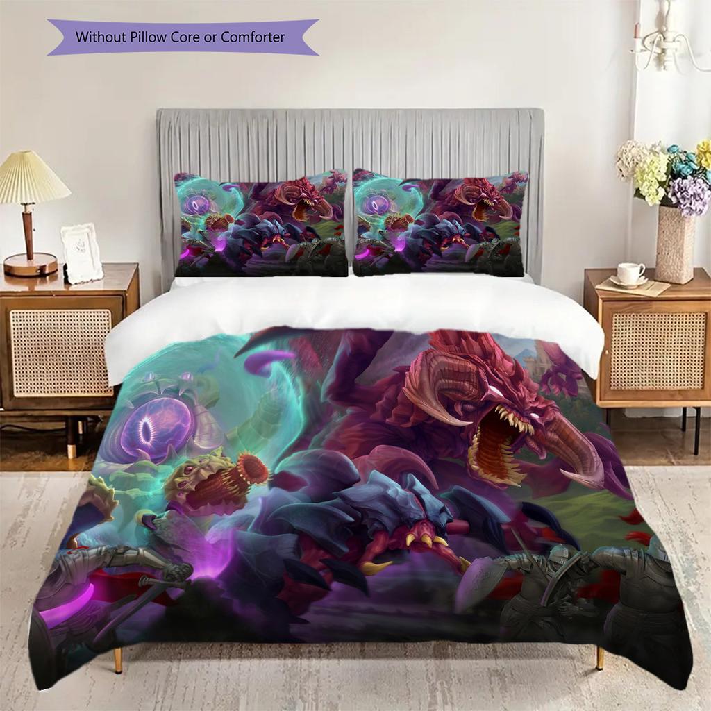 Cyberpunk Warrior Neon Storm Three-piece set (1 * duvet cover + 2 * pillowcase, without core) 2D Flat Bedding set Soft and comfortable