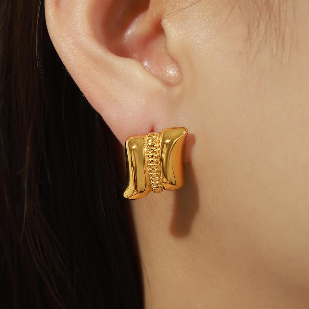 Geometric Minimalist Gold-Plated Titanium Steel Earrings