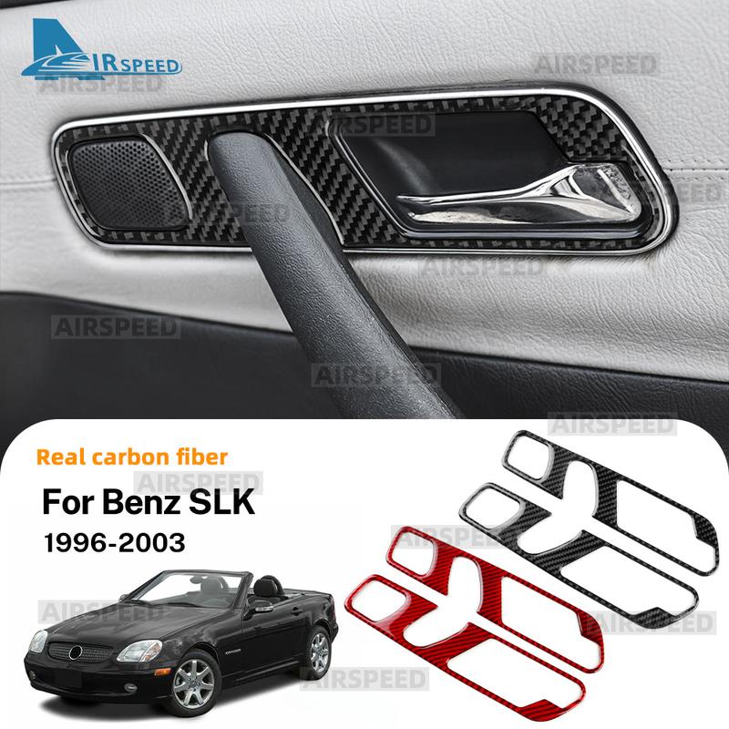 Real Soft Carbon Fiber Trim Sticker For Mercedes Benz SLK R170 1996 1997 1998 1999 2000 2001 2002 2003 Inner Door Handle frame