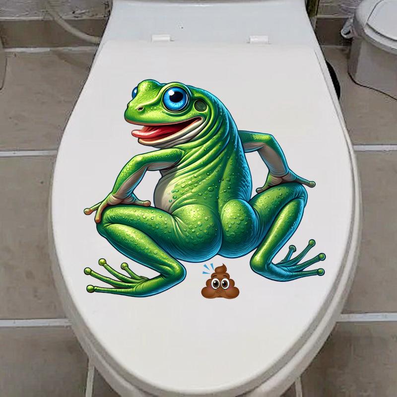Adesivo de Vaso Sanitário de Sapo de Desenho Animado Autoadesivo Impermeável Decalque de Banheiro Decoração de Vaso Sanitário e Casa Decalques de Carro Autoadesivos