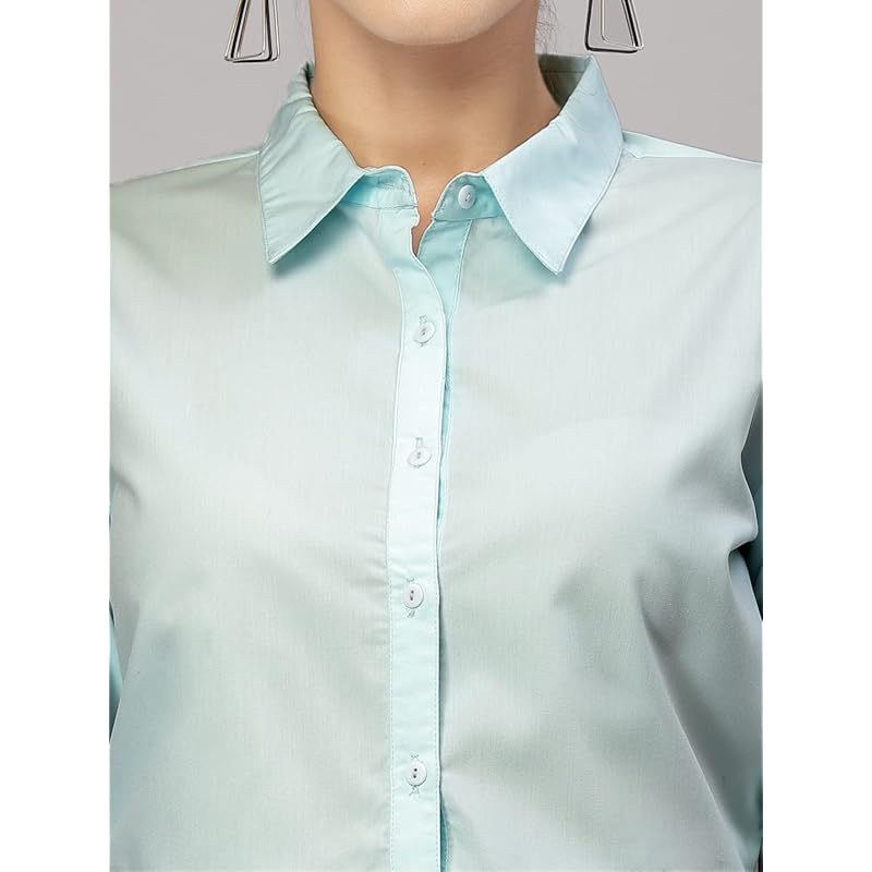 

Style Quotient Women Solid Light Blue Polycotton Regular Formal Shirt M