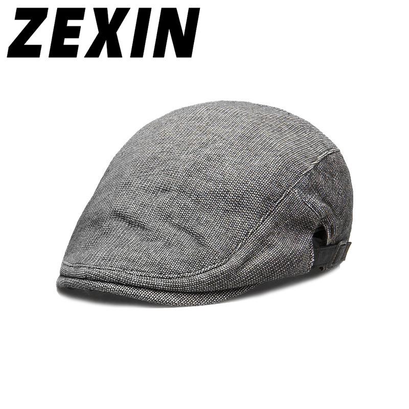 

ZEXIN Spring, Autumn and Winter Solid Colour Warm Cotton and Linen Breathable Beret Men and Women Casual Simple Retro Matching Duck Tongue Cap 55-58CM темно-серого