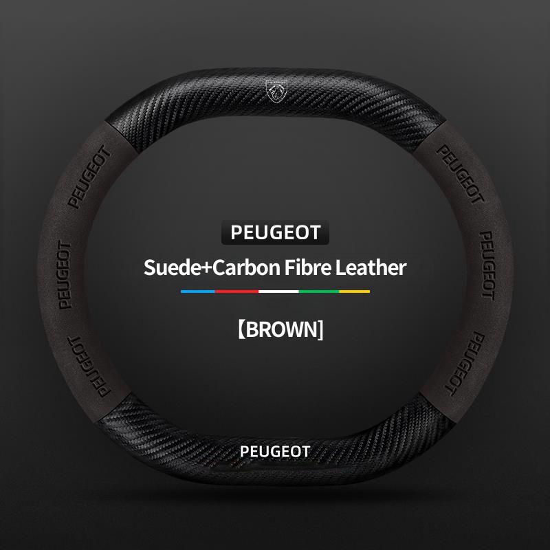 Suede Leather Car Steering Wheel Cover For Peugeot 3008 4008 5008 208 e208 2008 e2008 207 206 Carbon Fiber Non-slip Wheel Covers