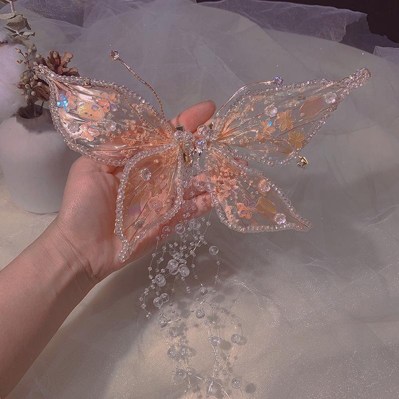 Sequins Flowers Crystal Tassel Butterfly Duck Beak Clip Fashion Disc Hairpin Internet celebrity Super Fairy Hair Accessories Girl