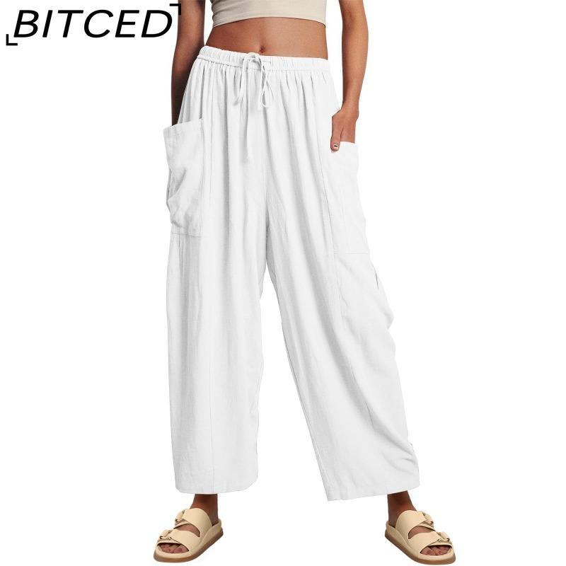 

BITCED Женские модные повседневные однотонные брюки с высокой талией и капри с принтом S