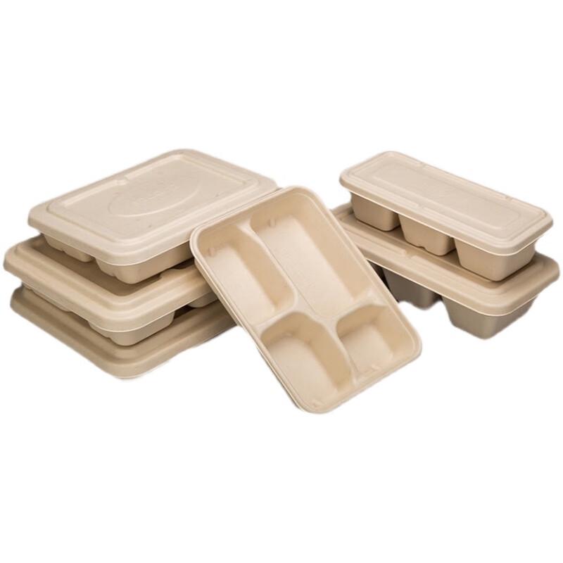 YOUAO 1400ml 5-Compartment Paper Pulp Takeaway Box Set