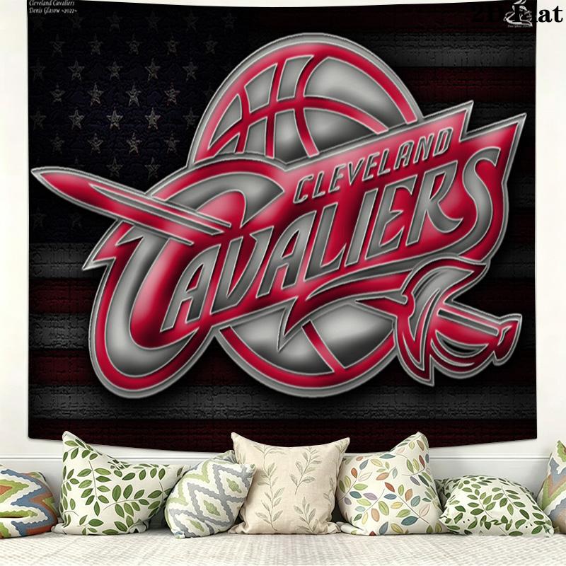 Cleveland Cavaliers Logo Wall Tapestry Aesthetic Wall Hanging Printed Fabric Blanket Decorative Tapestries for Bedroom Living Room Home Decor