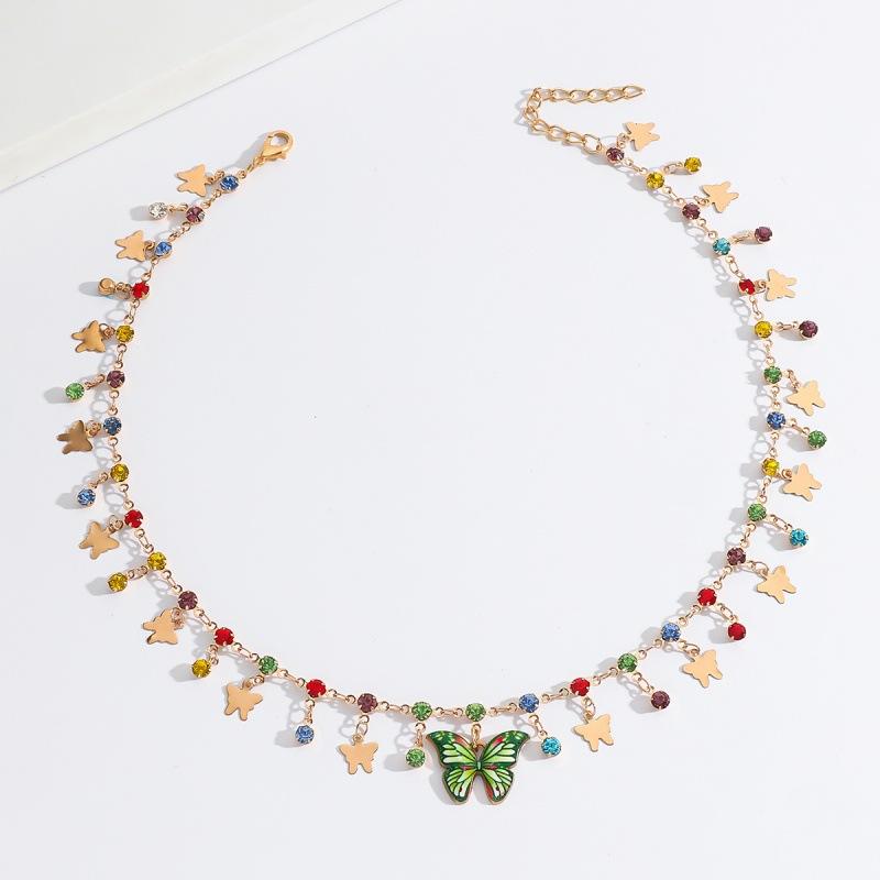 Dopamine Color Butterfly Necklace Female Tassel Clavicle Chain Design Neck Chain Accessories