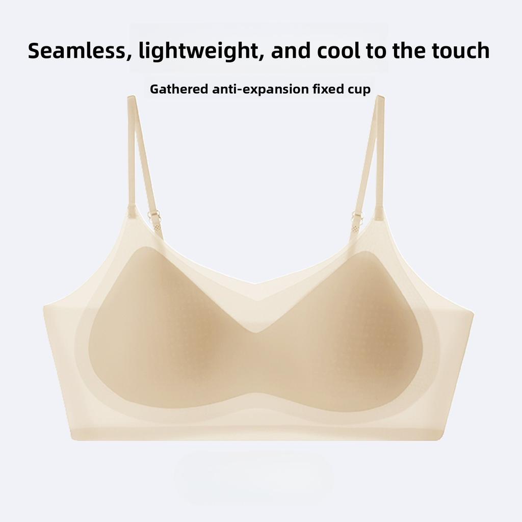 Female Summer Thin New Thin Ice Silk Cool Feeling Thin Shoulder Belt Invisible No Trace Underwear