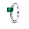 Pandora Rectangular Sparkling Green Halo Ring 194506c01