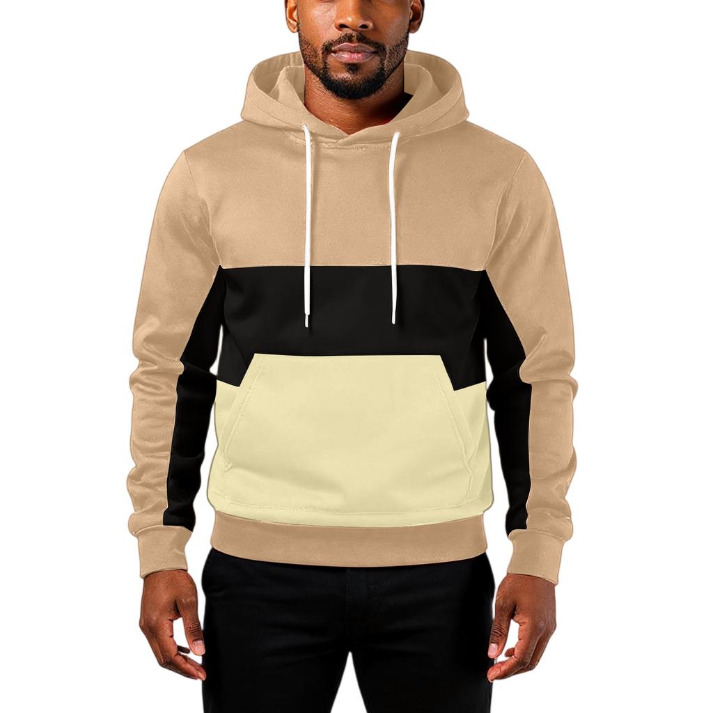 Men's Hooded Sweatshirt, Contrasting Color Sweatshirt, Sports   Casual
