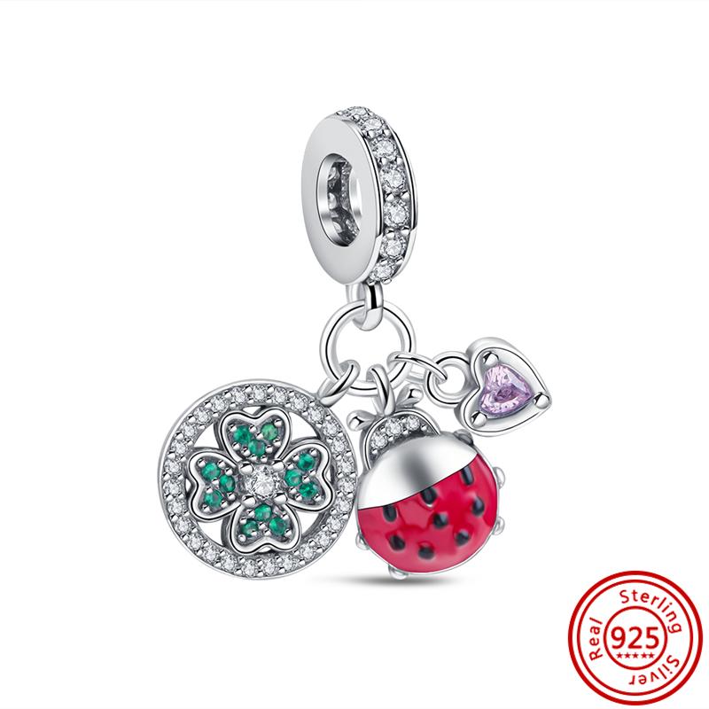 Red Series Charms Heart Lipstick High Heels Bead 925 Sterling copper Dangle Fit Original Pendant Bracelet For Woman Zircon