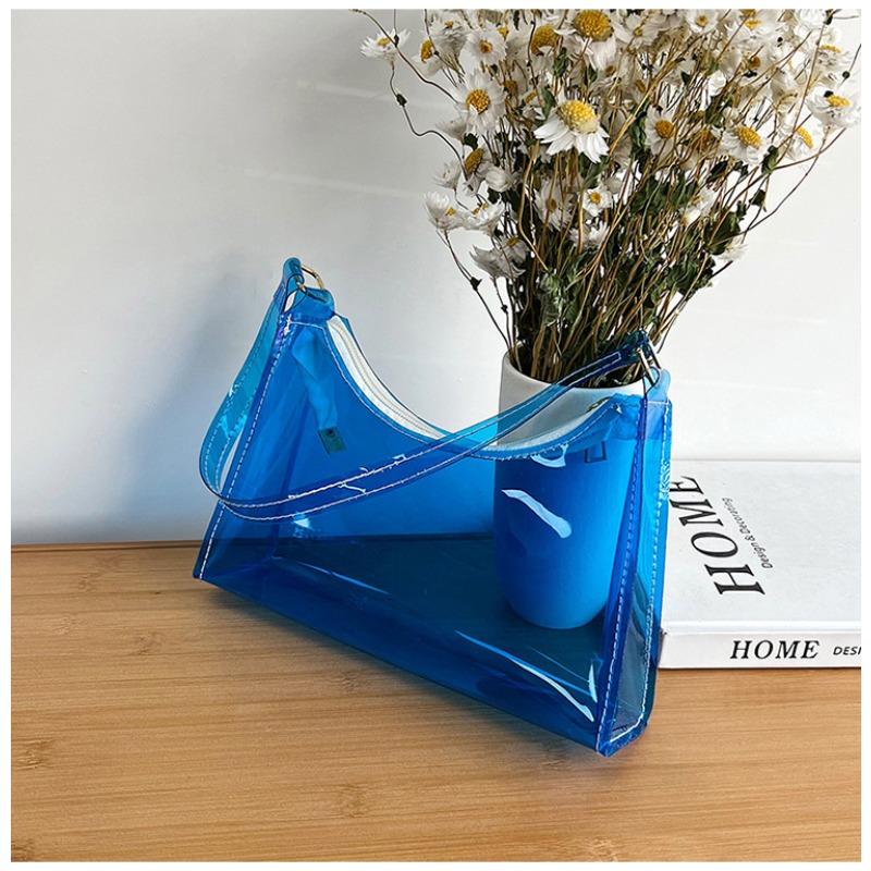 Transparent jelly bag 2 summer new PVC shoulder armpit bag candy color women's bag baguette bag