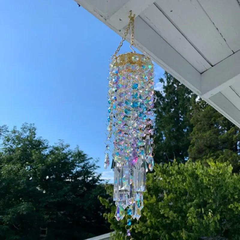 Chandelier Wind Chimes for Home Room Decor Colorful Crystal Wind Chimes Outdoor Garden Backyard Patio Lawn Decor Gifts