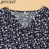 BITCED Plus Size Women's Sun Dress Summer Floral Short-Sleeve Wrap V-Neck A-Line Dress