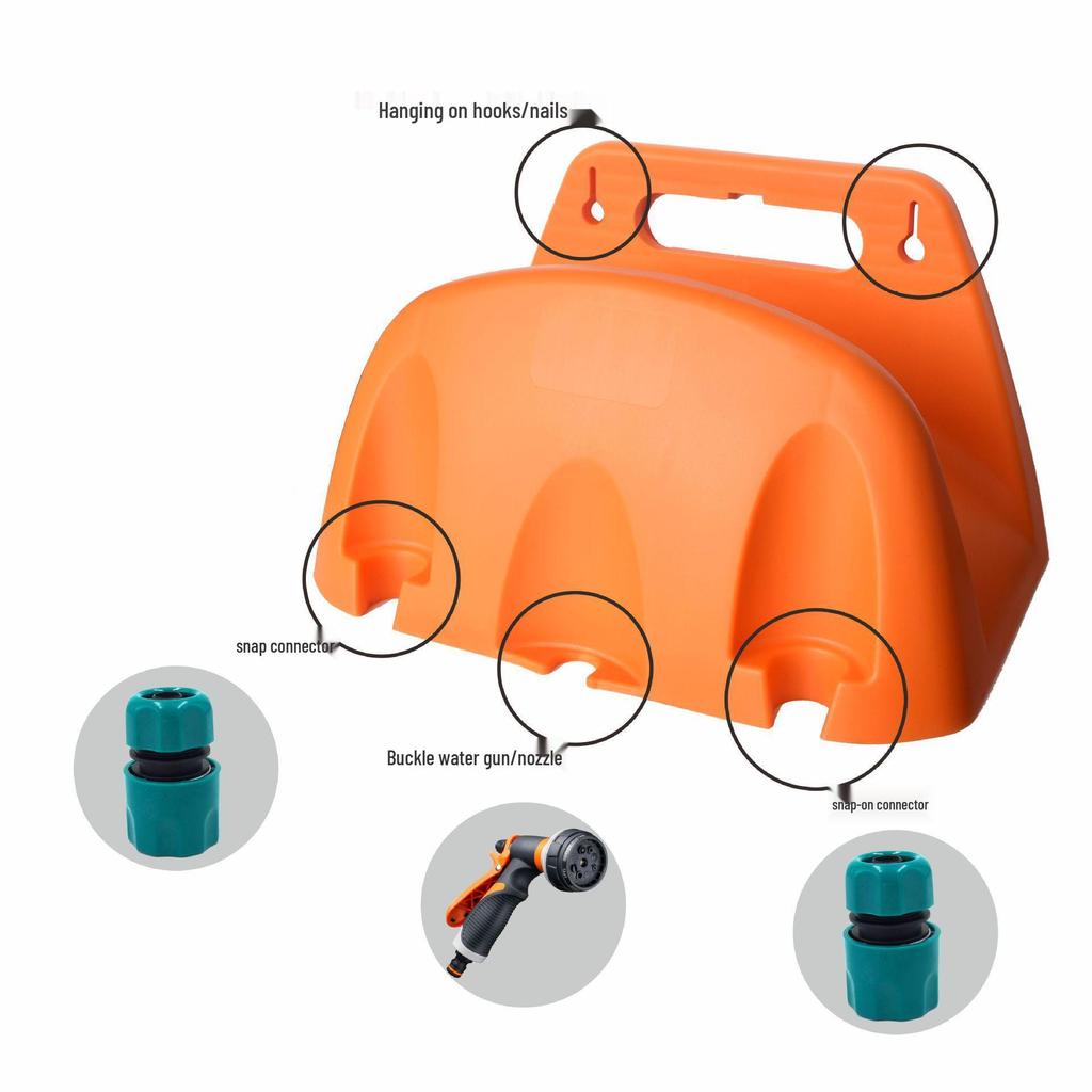Punch-Free Wall-Mounted Hose Rack for Garden & Car Wash - Soft Pipe Storage & Coiling Solution