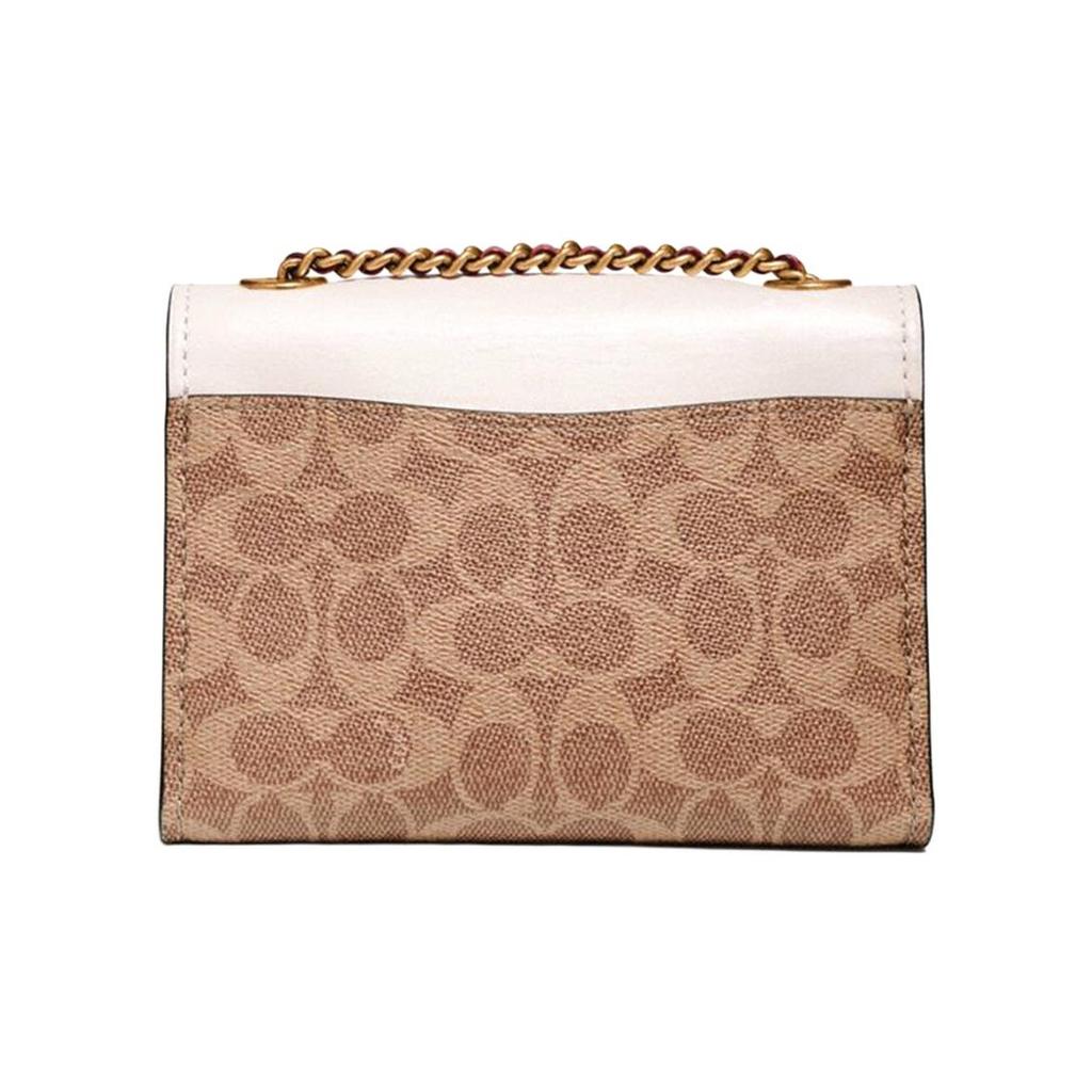 Coach Parker 18 Camellia Chain Crossbody Bag Women bags White Brown 34256-B4HA