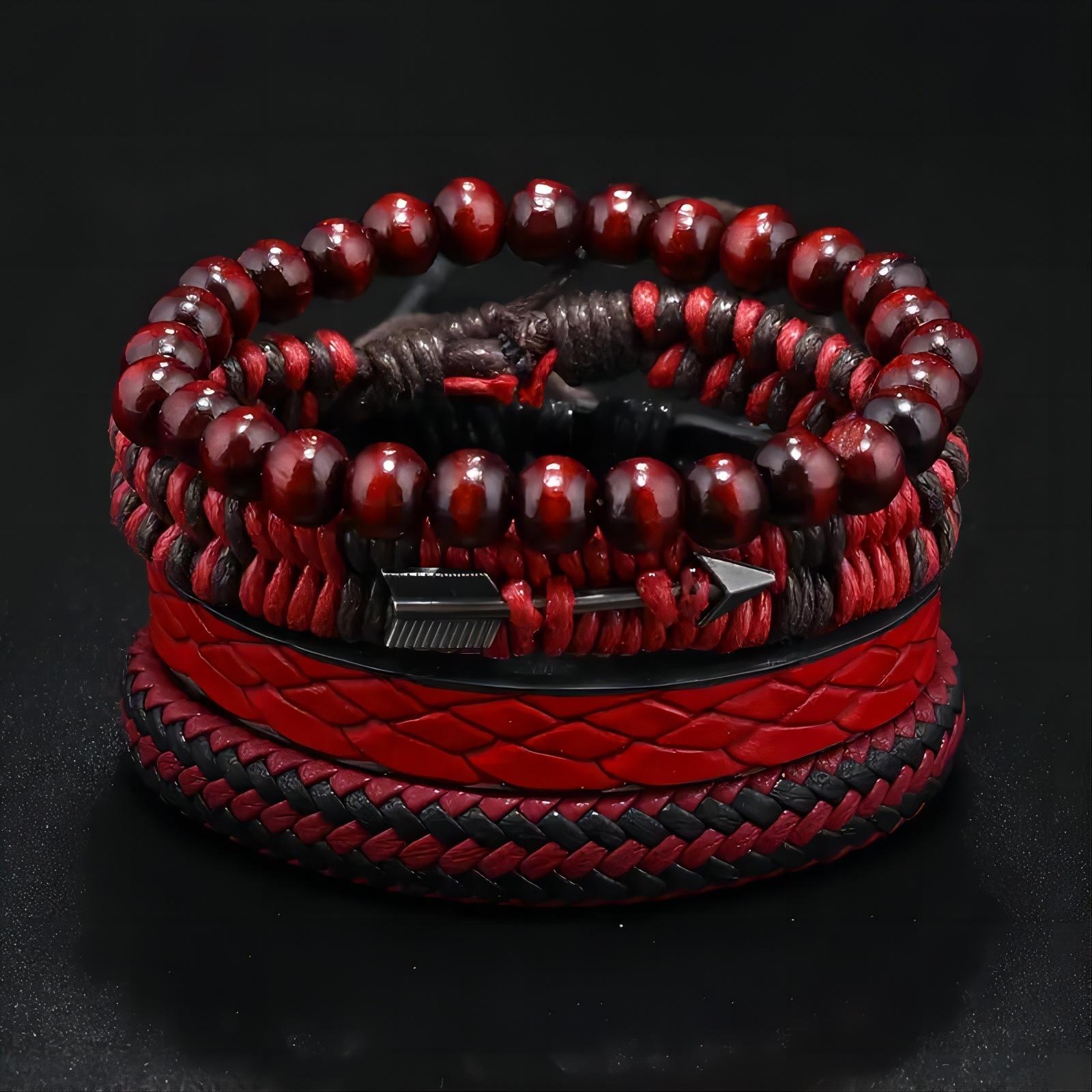 

5pcs Set Retro Personality Cupid Arrow Heart Cortex Bracelet for Men Women Couple Weaving Wristband Boho Jewelry Accessory Gift