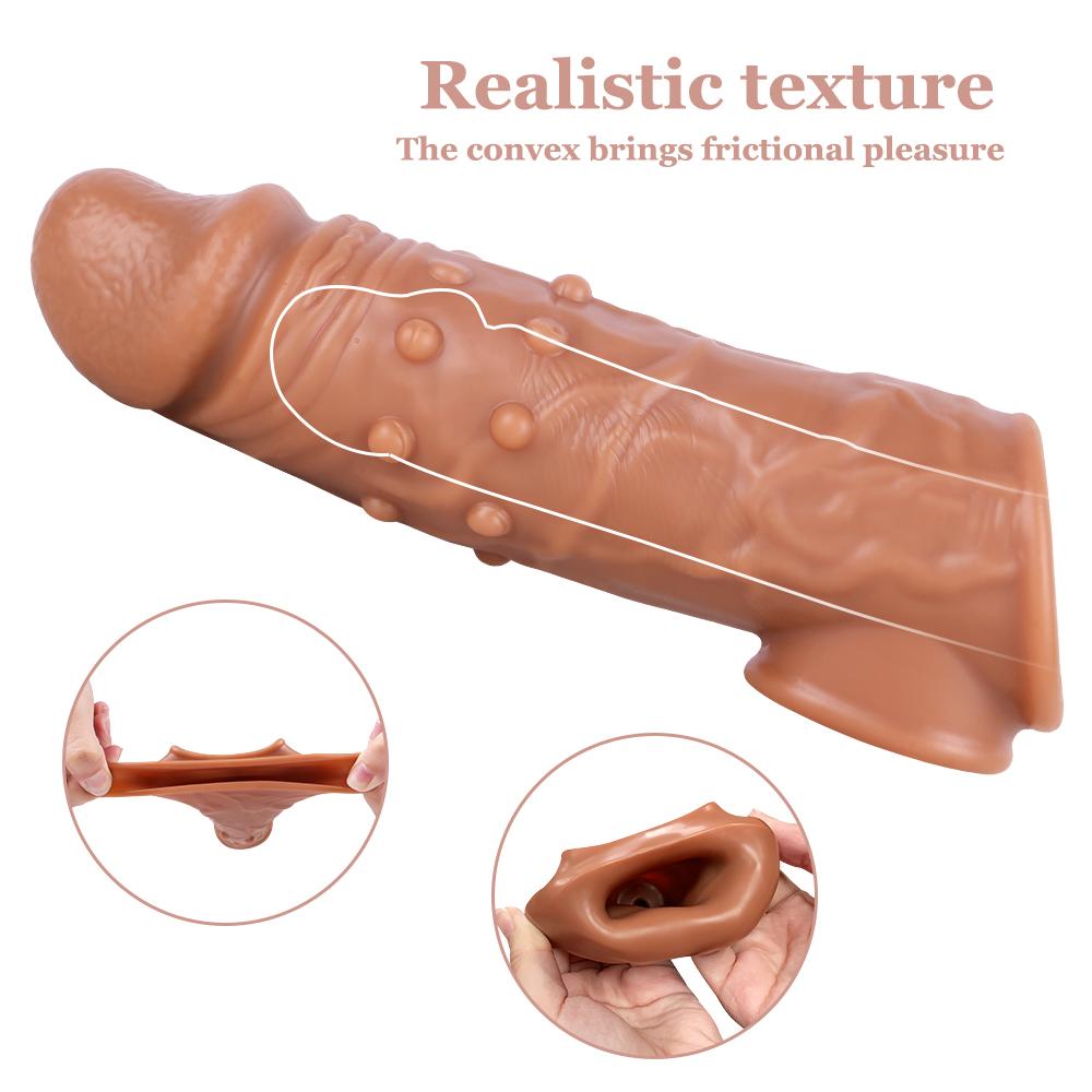 Realistic Penis Sleeve  Penis Extender Lifelike Cock Sleeve Penis Extension Penis Ring Enlarger Male Masturbator Adult Couples Sex Toys