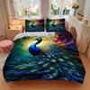 3pcs Peacock with Colorful Feathers Printed Quilt Set - Includes 1 Quilt Cover and 2 Pillowcases, Machine Washable - Suitable for All Seasons.J07