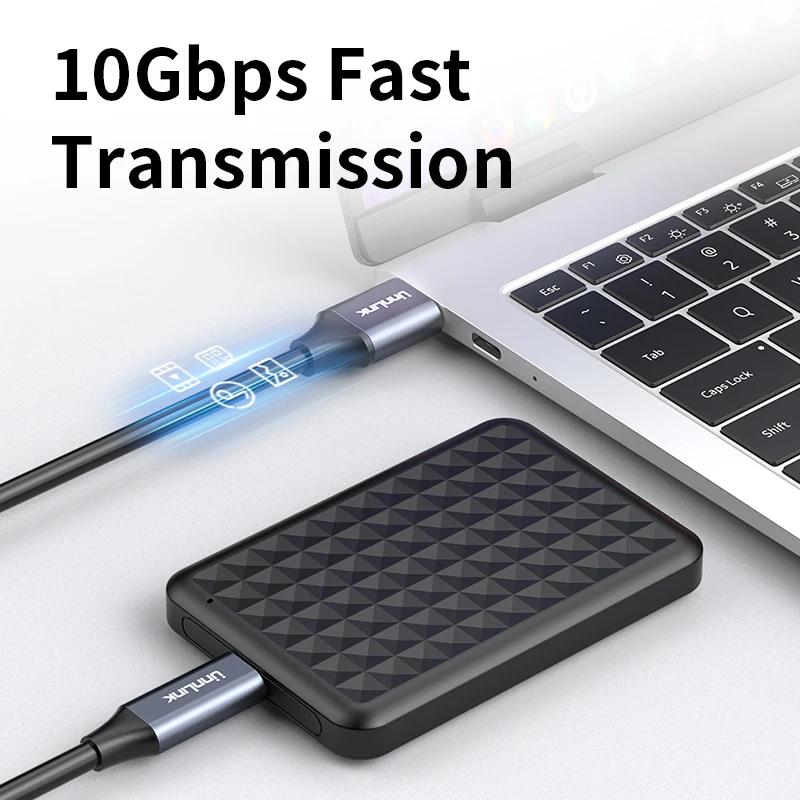 USB 3.2 10Gbps Type C Cable USB A To Type-C Data Transfer USB C SSD Hard Disk Wire 3A PD 65W Fast Charging