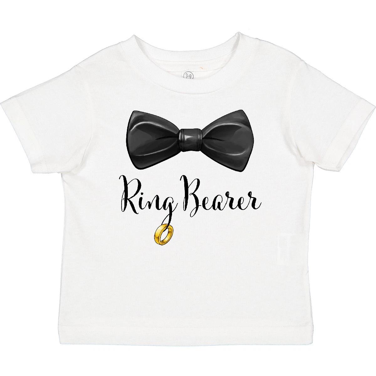 Inktastic Ring Bearer- Black Bow Tie And Gold Wedding Ring Baby T-Shirt Party 120