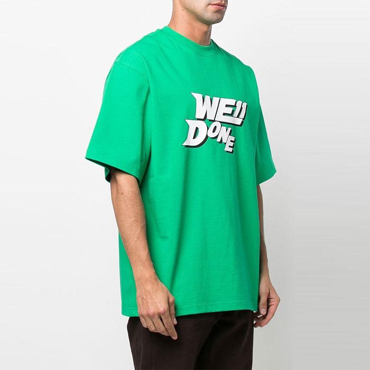 WE11DONE T-Shirts Unisex Green Crew Neck Moderate Straight Fit WD-TT1-22-630-U-GR