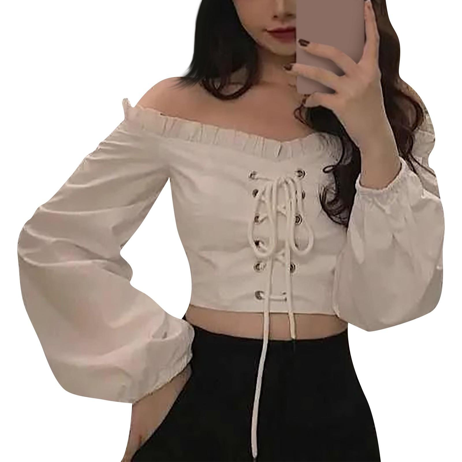 

Spicy Girl, сладкий и пряный, французский, ключичный, с высокой талией, открытым пупком, на одно плечо, с длинными рукавами, короткий, облегающий, с открытыми плечами, трикотажный белый топ One Size