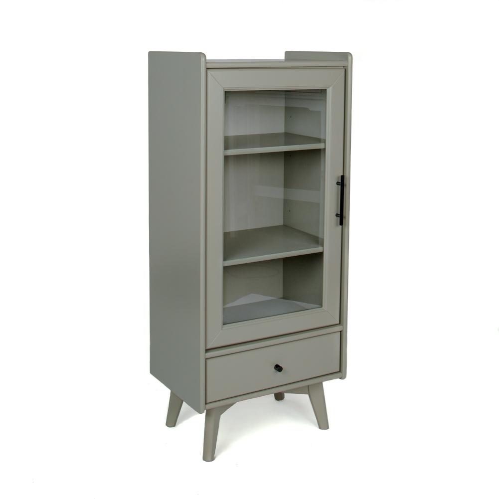 US STOCK Bathroom Storage Cabinet Floor Standing Cabinet With Glass Door Drawer Double Adjustable Shelves For Bathroom