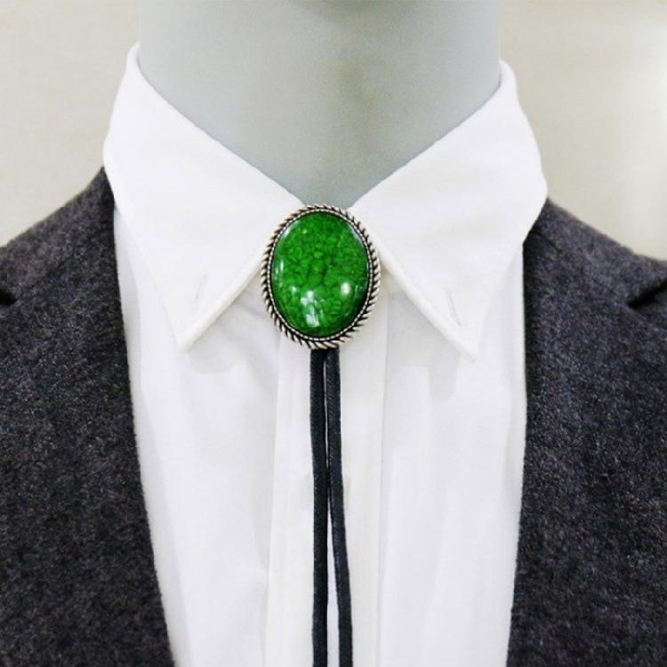 Braided Shoestring Stone Bolo Tie Carved Charm Cowboy Necktie Necklace