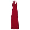 Design Sense, Temperament, Holiday Style, Red Dress Hanging Neck V-neck High Split Fork, Thin and High Dress, Dress Skirt