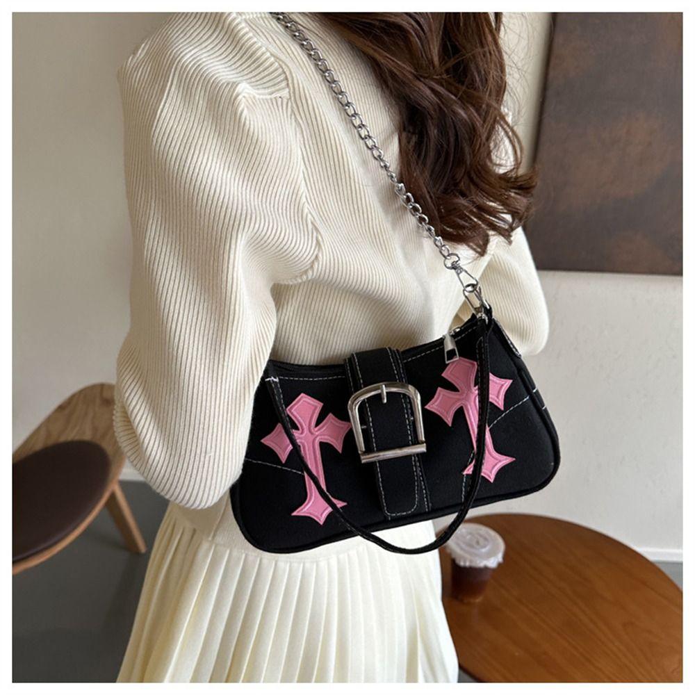 Hasp Handbags Metal Buckle Shoulder Bag Sling Bag Underarm Bags Simple Casual Canvas Tote Bags Fashion