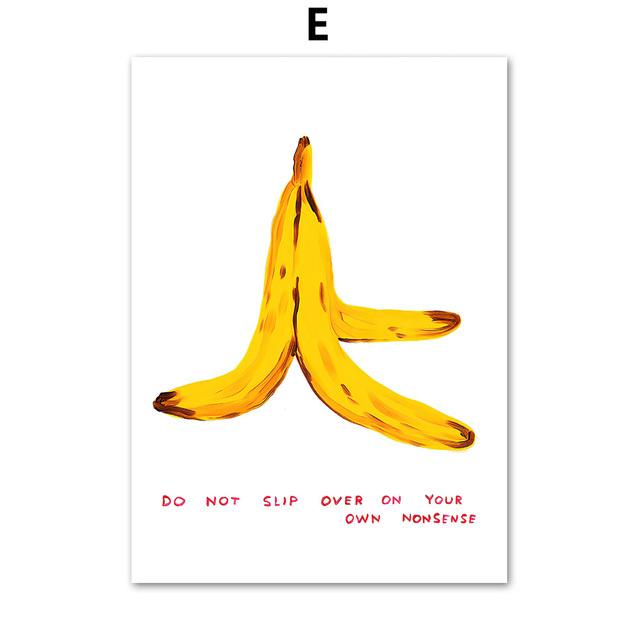 Arte da Parete Pittura su Tela Torta di Pizza Banana Mela Umorismo Grigio Citazioni Poster e Stampe Immagini Estetica Soggiorno Decorazione Casa