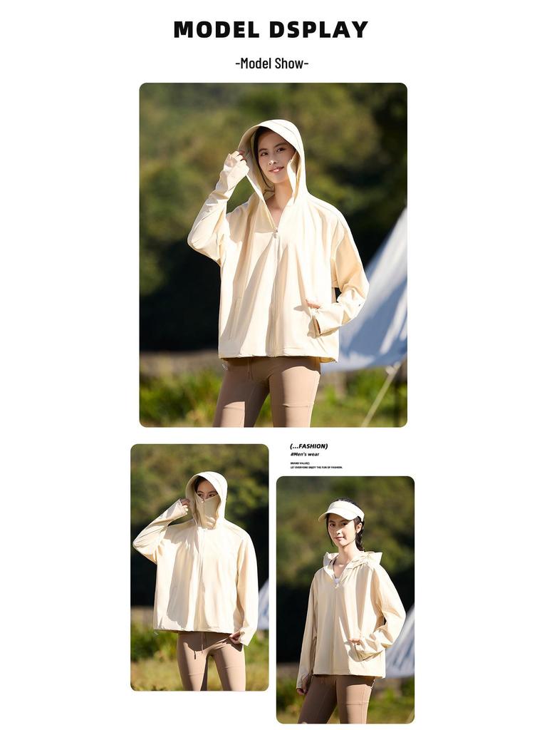 Unisex UV-Protection Hooded Ice Silk Summer Suit with Detachable Features