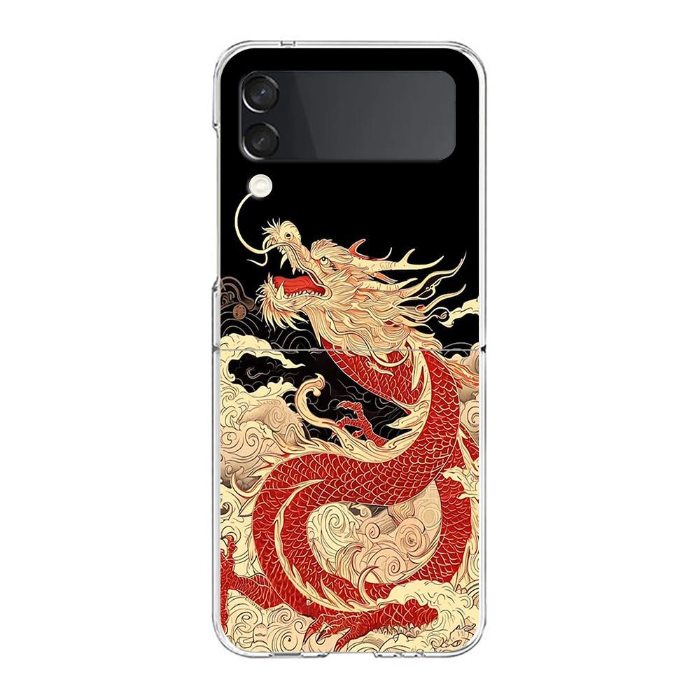 Transparent Phone Case For Samsung Galaxy Z Flip 3 4 5 6 7 Hard Folding PC Z Flip3 Flip4 Cover Cool Animal Tiger Lion