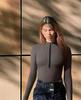 2023 Sexy Ribbed Long-Sleeve Zipper Bodysuit
