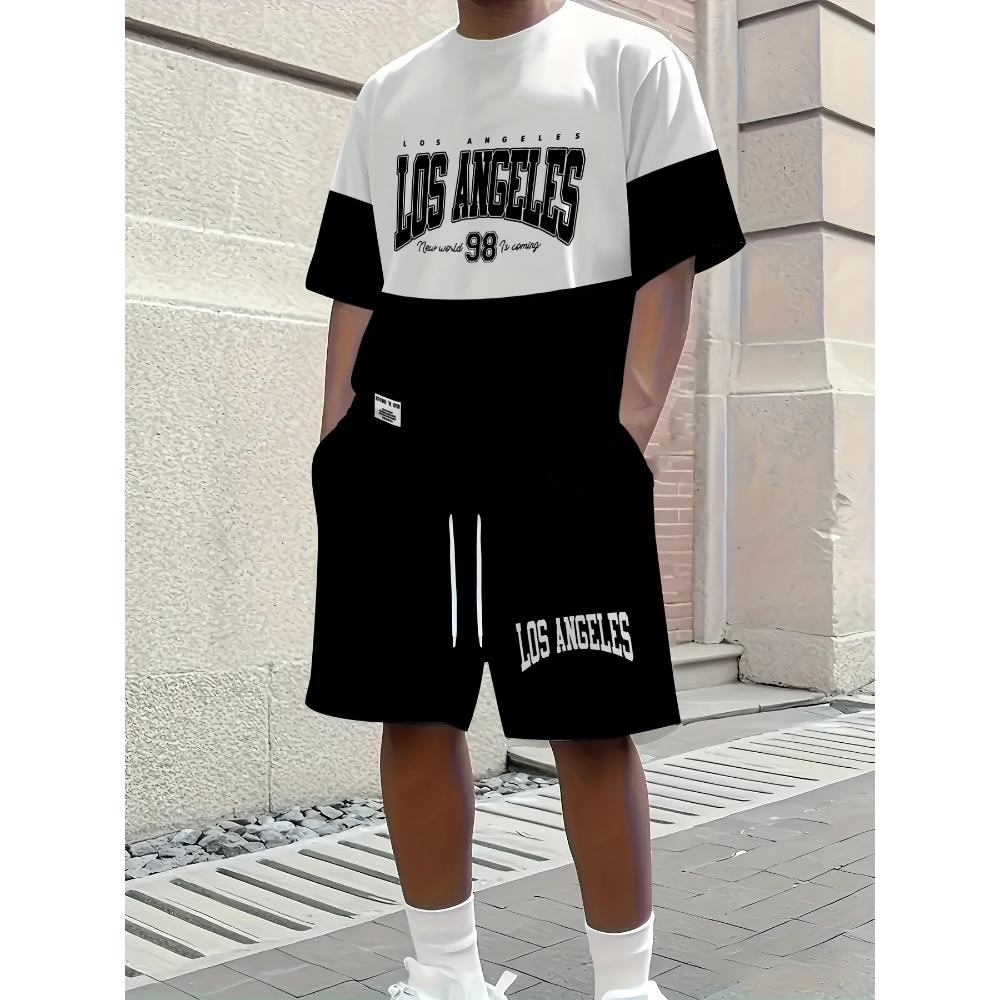 Men's Digital Stripe Print Comfortable Sports Suit Loose Fashion Unisex Sports Clothing