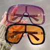 Large-framed, one-piece, European-style fashionable sunglasses, high-end and casual, unisex windproof sunglasses