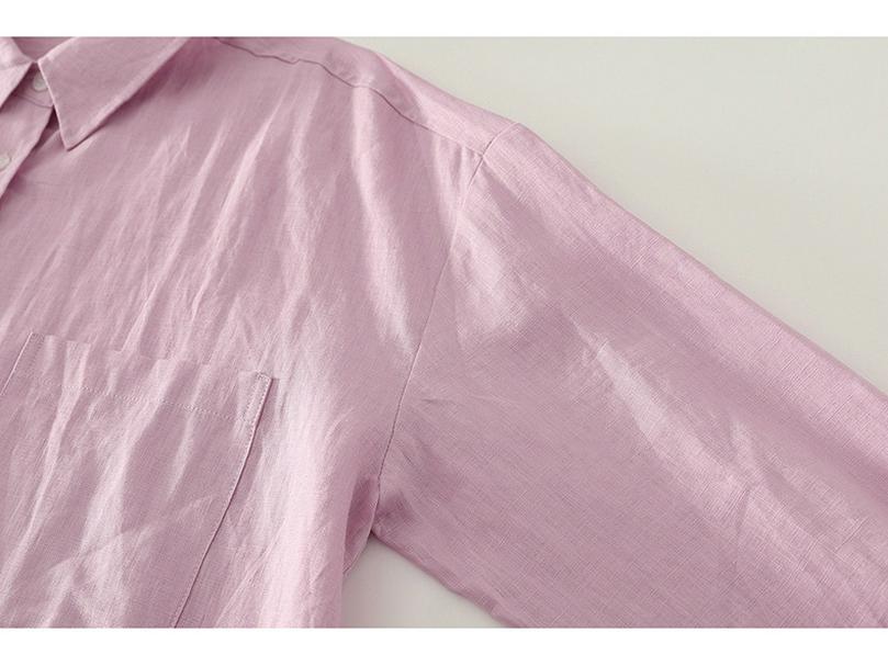 Spring Luxury French Chic Pink Embroidered Long-Sleeve Women's Shirt