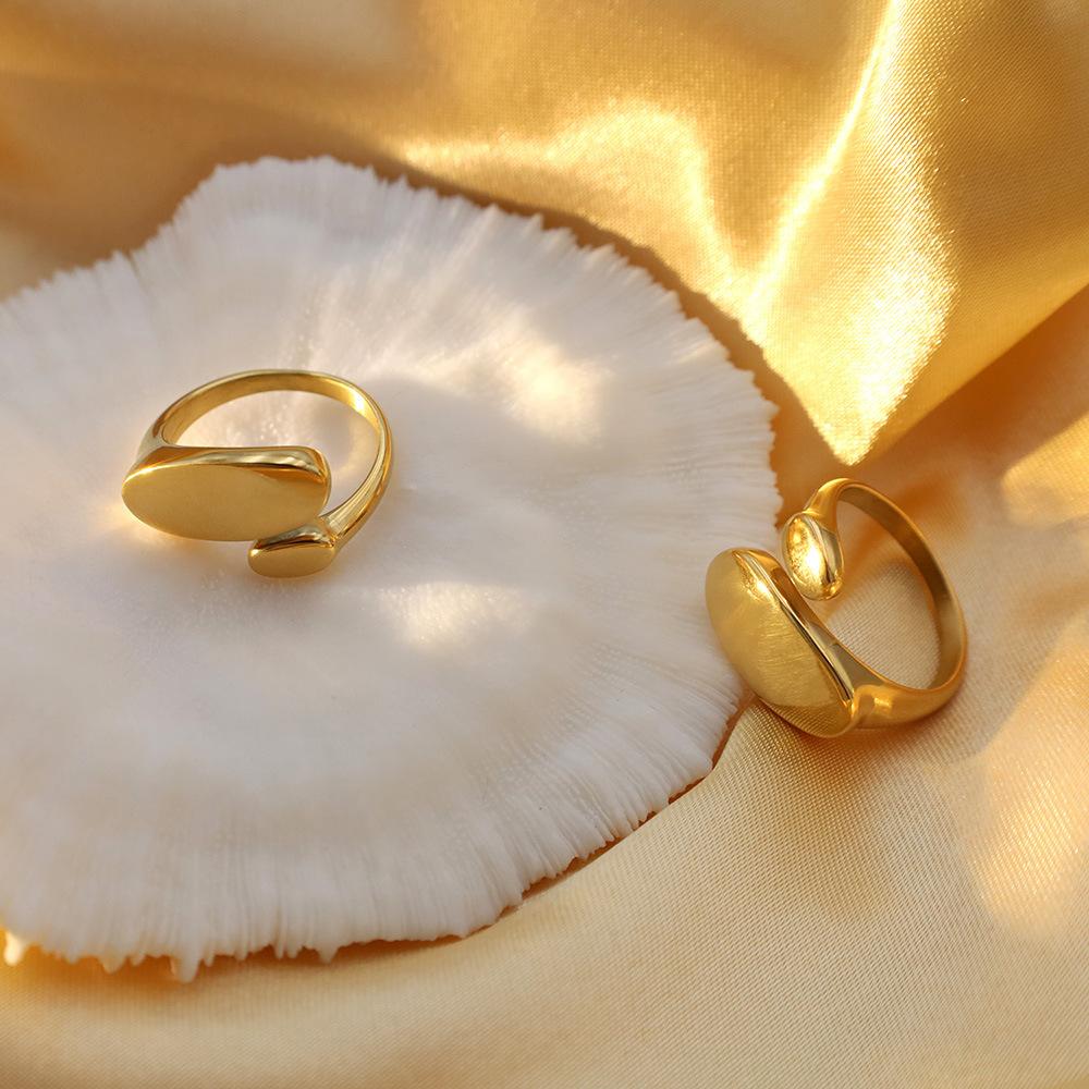 Wind Special-Shaped Smooth Surface Opening Ring Does Not Fade Niche Design 18K Gold Titanium Steel Ring