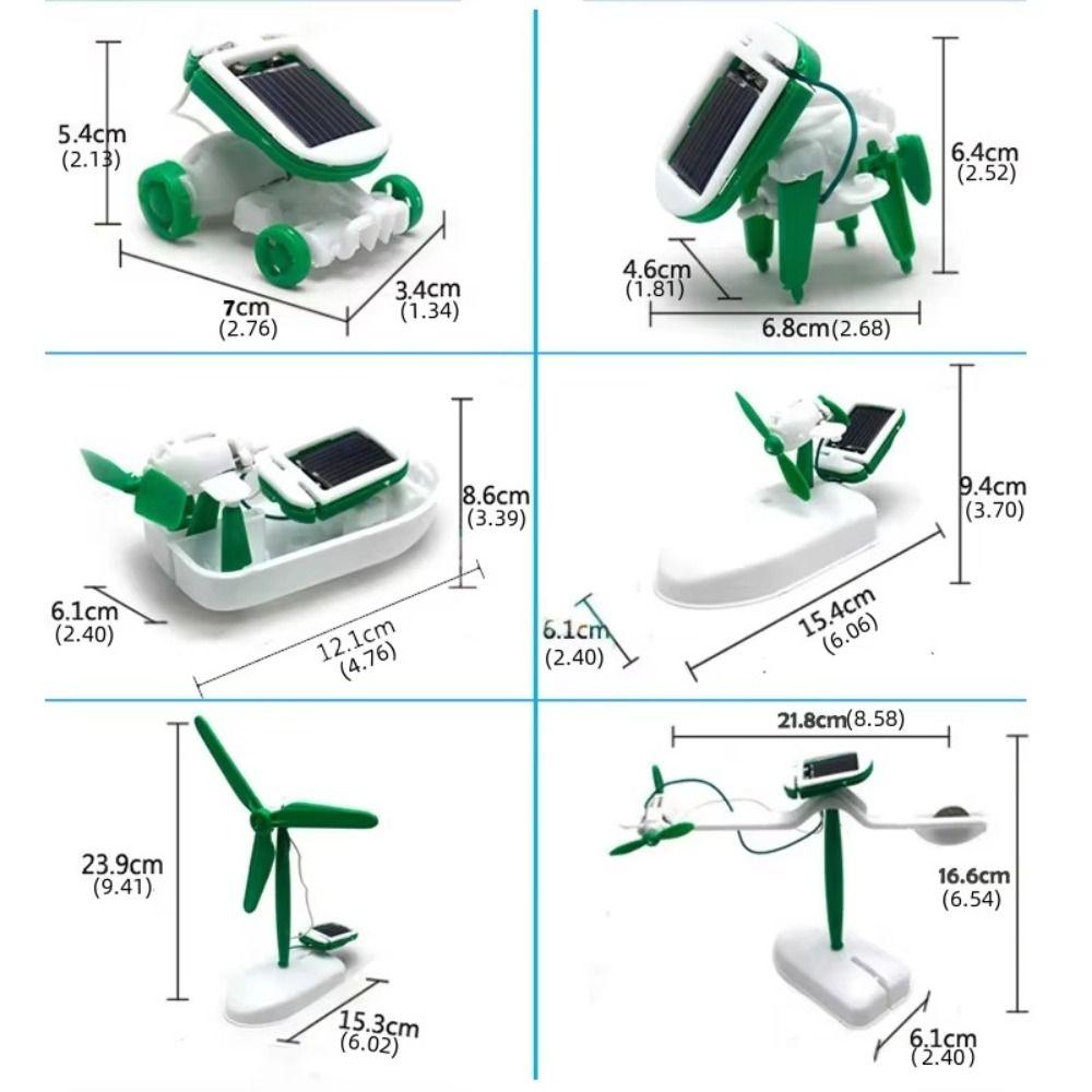 Renewable Energy Solar Power Robot 6-In-1 Science Toy Solar Panels Assembling Ship Fan  Lab DIY