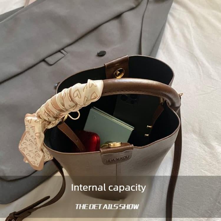 Lychee Pattern Bucket Bag Women's Hand Shoulder Messenger Bag