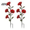 Decorative Garden Accent Red Flower Metal Bird Feeder Backyard Ground Stake Hummingbird Feeder Wildlife Watering Station