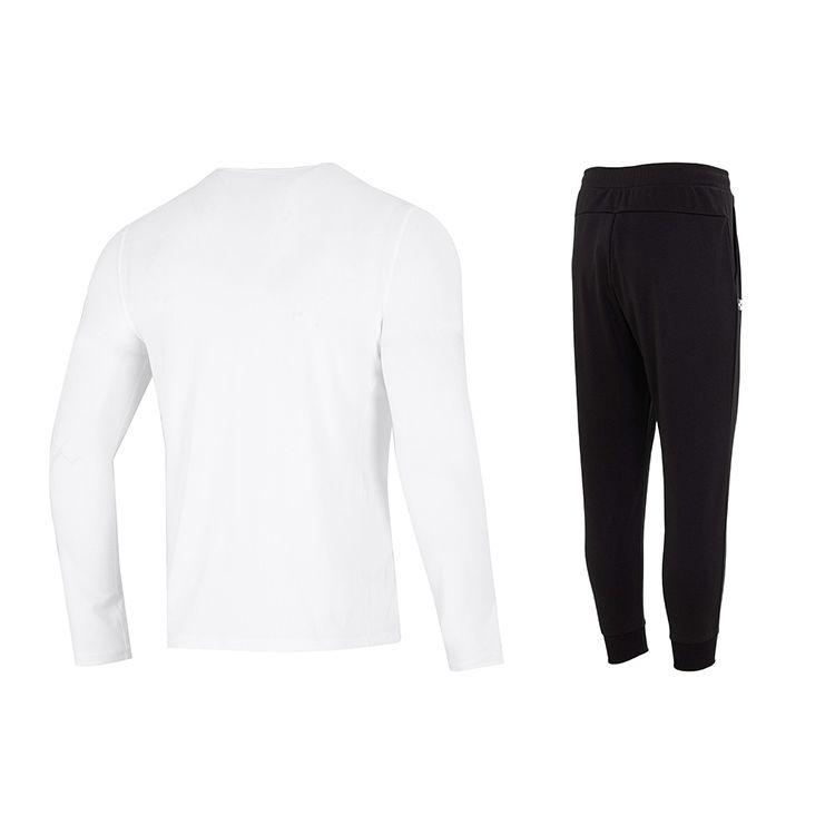 Under Armour Solid Color Crew Neck Sweatshirt And Cuffed Long Pants Casual Sports Set Men Sets White Black 22600307-100+23600704-001