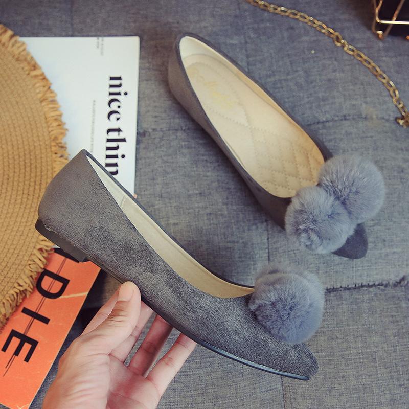 

Большие размеры Помпон Меховые шарики Туфли Женские Одинарные Балетки OL Женские Туфли Рабочие Лоферы Слипоны Балетки Женские Бархатные Балетки 4.5