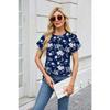 Summer Printed Round Neck Loose Short Sleeved T-shirt Casual Versatile Top for Women