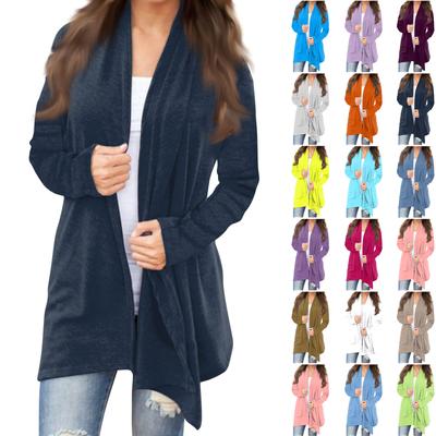 Women's Fashion Casual Solid Colour Long Sleeve Mid-Length Cardigan Jacket