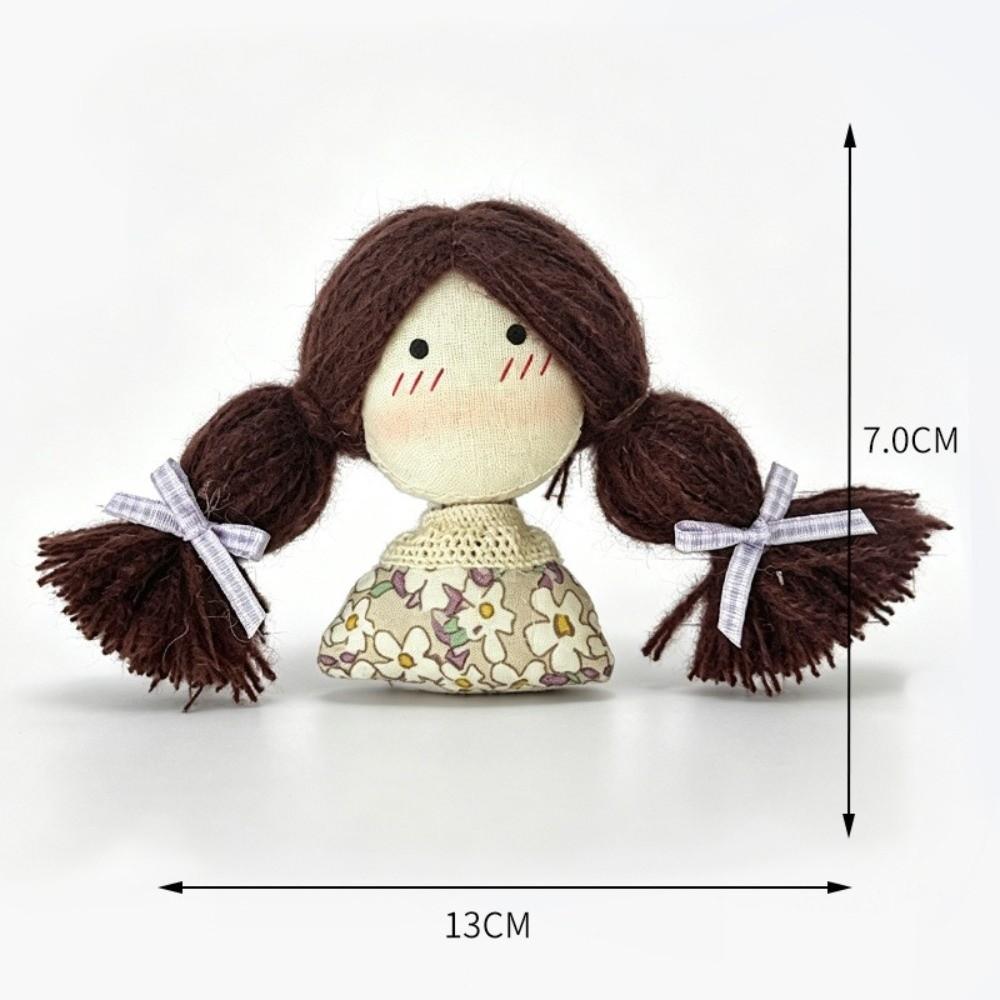 Handmade Braid Girl Doll Fabric Cotton Filled Mini Cartoon Doll Clothing Decoration