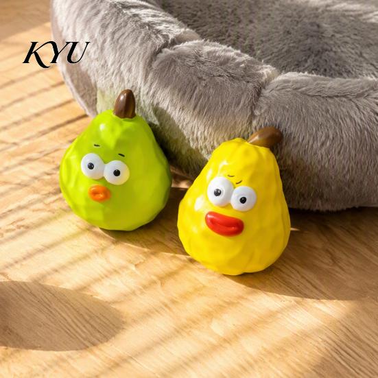 Durable Pet Teething Toy Squeaky Pear Dog Toy, Latex Chew Puppy Training Interactive Fetch Teeth Cleaning for Aggressive Chewers Anxiety Relief