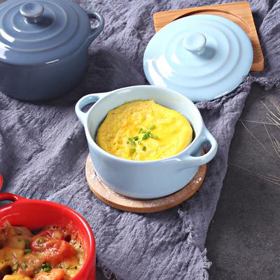 Einfache zweihändige abgedeckte Backschüssel Kuchenschüssel Kinderschüssel für Reis Kleiner Suppentopf Suppenschüssel Eintopfbecher Frühstück gedämpfte Eierpudding Schüssel